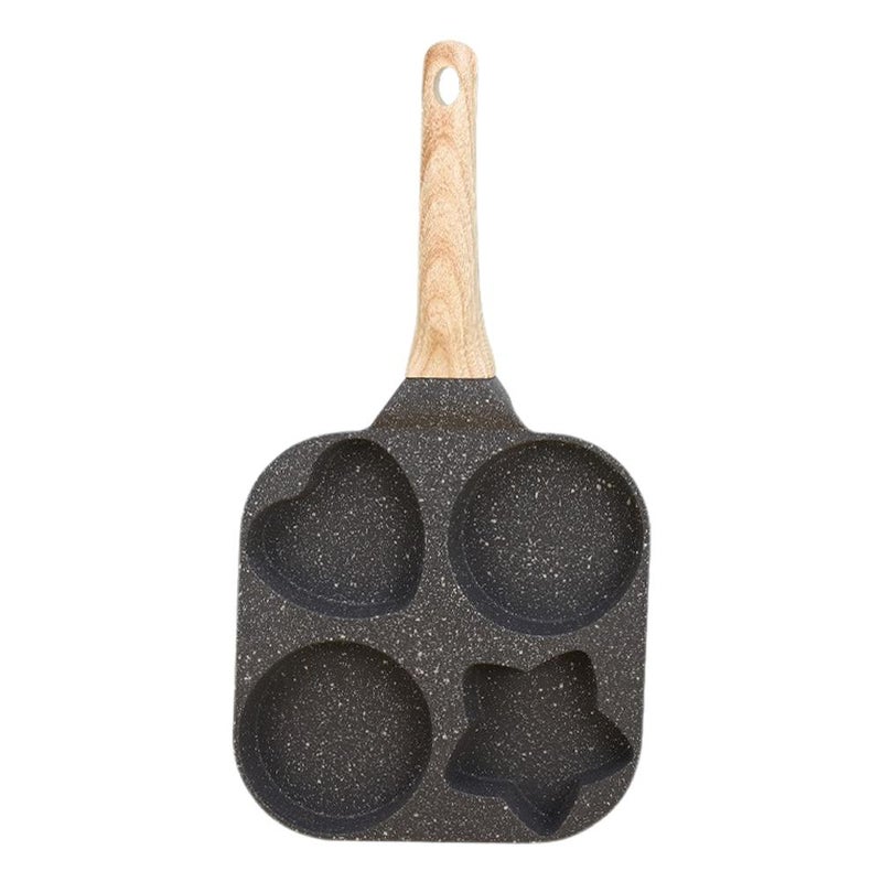 Homemade Maifan Stone Breakfast Pan Mini Egg Fryer, Non-stick Egg Dumpling Pan, Hamburger Fryer, Heart-Shaped Four-Hole Egg Fryer